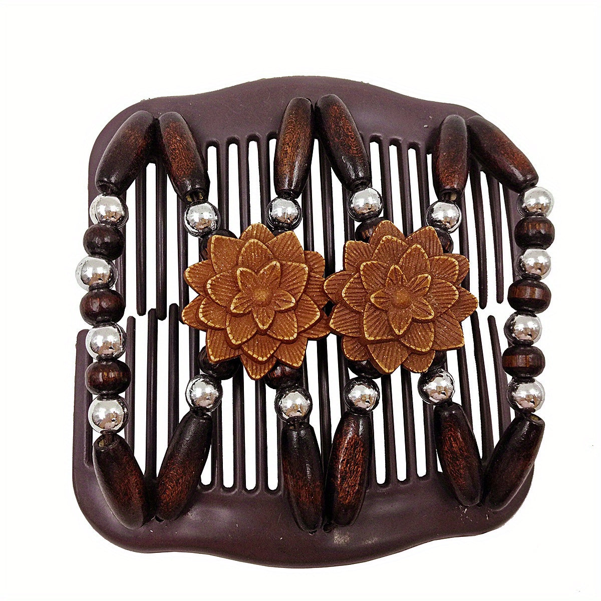 Boho Wooden Beaded Double Side Hair Comb