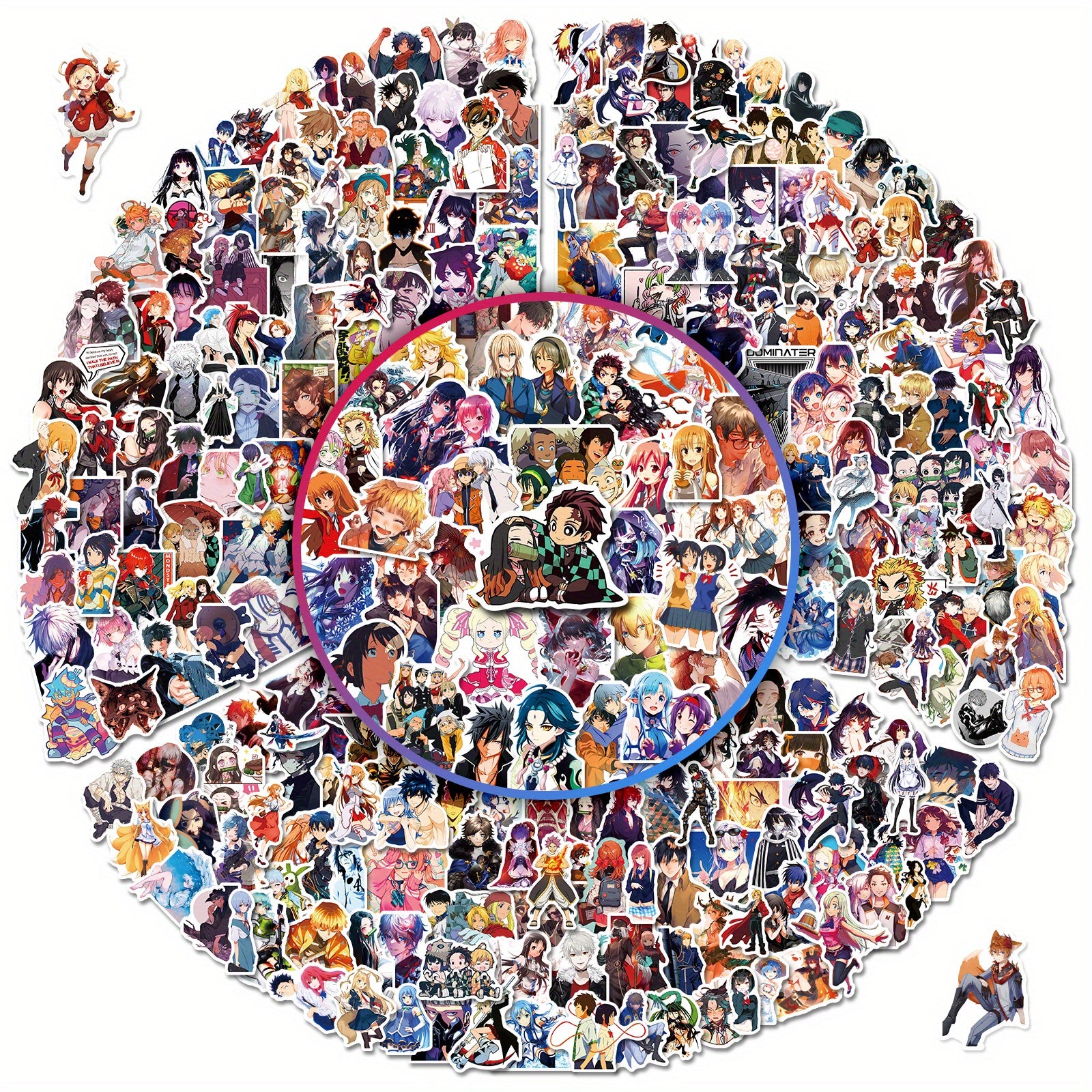 300pcs Anime Mixed Stickers Waterproof Vinyl Manga Stickers for Laptop Water Bot