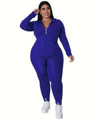  Zip Up Hoodie & Pants Set Women's Workout 2pcs Set