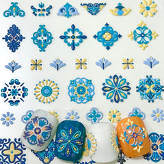 5D Embossed Flower Nail Art Stickers Bohemian Style Nail Art Decals