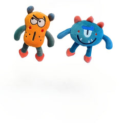 2pcs Big Eyed Monster Plush Toy Keychains Soft Huggable Stuffed A