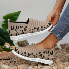 Women's Leopard Pattern Running Shoes Mesh Breathable Sneakers