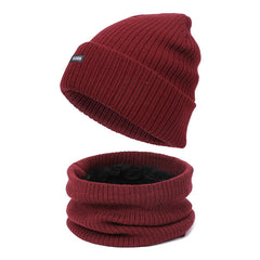 Winter Plus Velvet Hat Scarf Gloves Set Men Women Knitted Thickened Warm