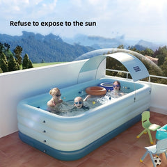 Summer Fun: Canopy Shade Inflatable Pool for Family
