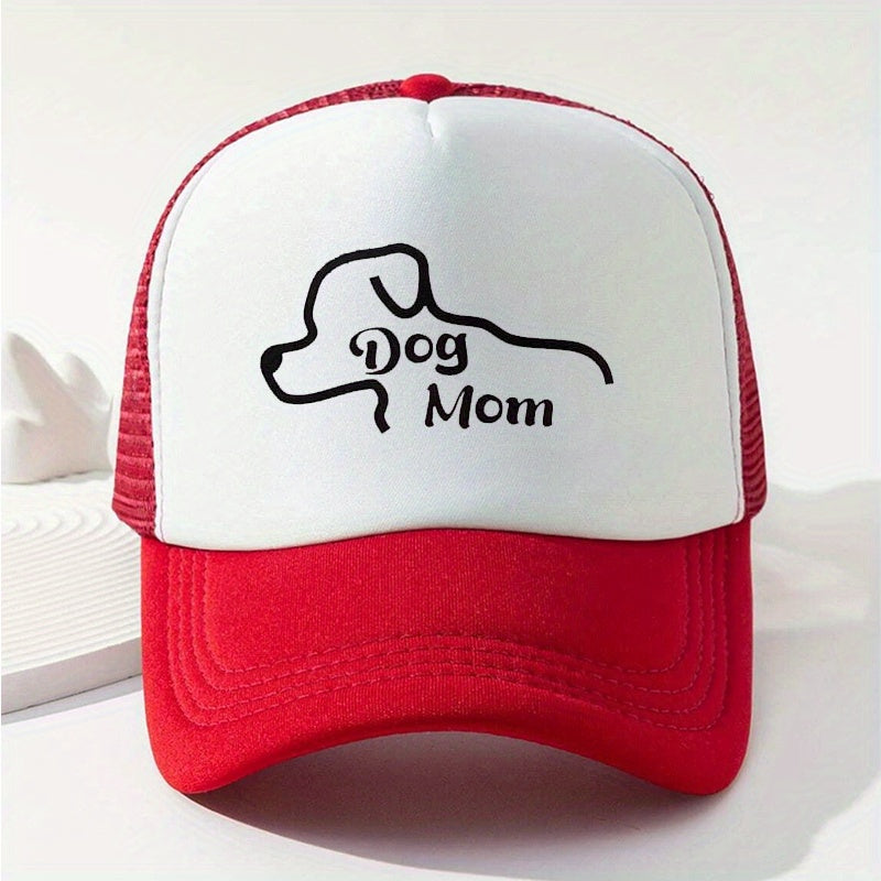 Dog Mom Print Trucker Hat Mesh Casual Baseball Cap Lightweight Dad Hats