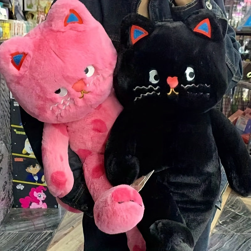 Pink Polka Dot Cat Plush Toy Big Cat Doll Pillow Gift Year Present Room Decor