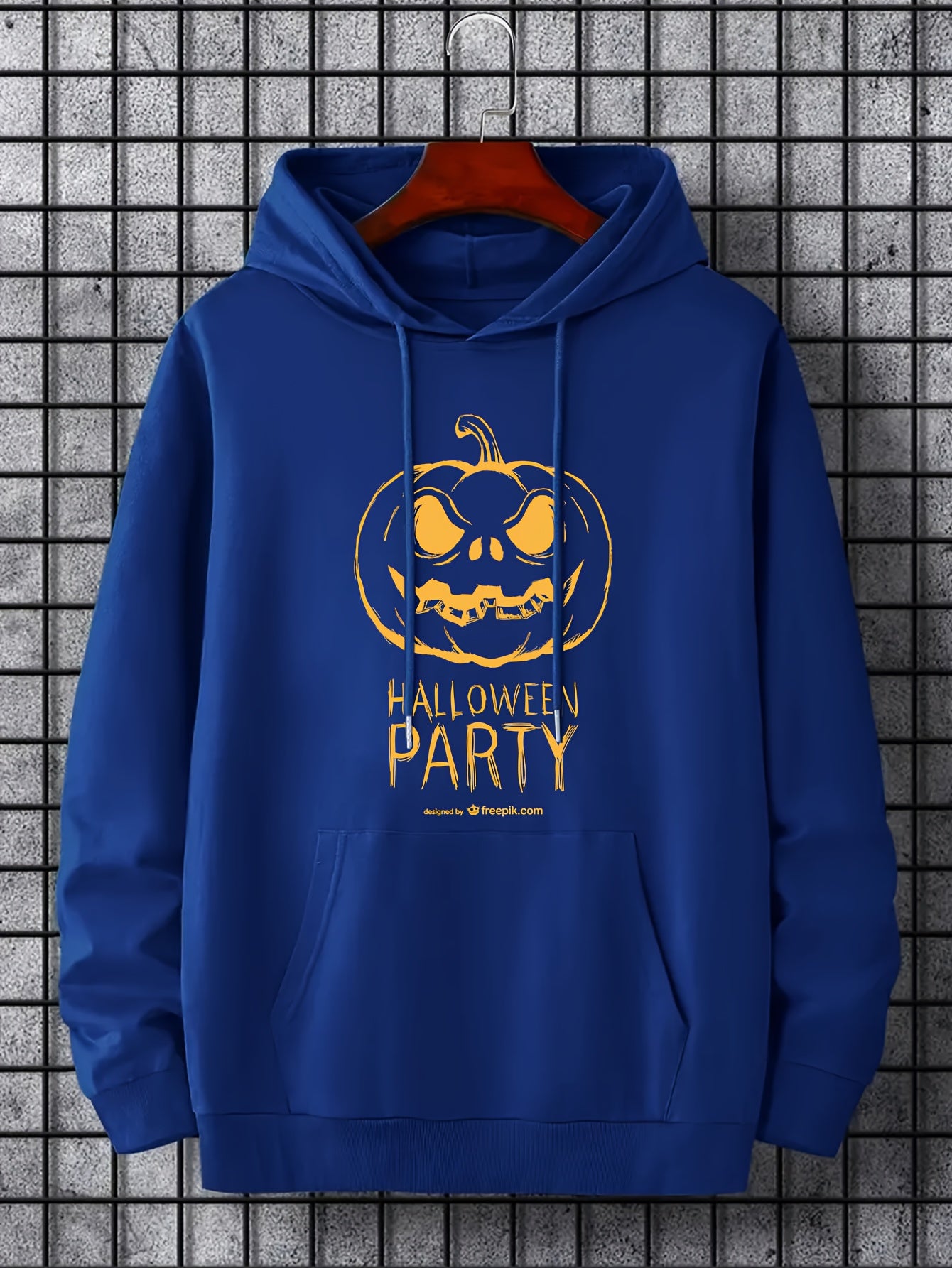 Men's Pumpkin Graphic Hoodie Halloween Style Drawstring Hooded Sweatshirt