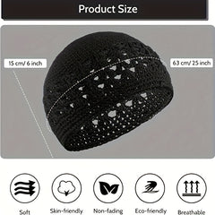 6pcs Hollow Out Crochet Beanie Elastic Head Wraps Unisex Breathable Skull Cap