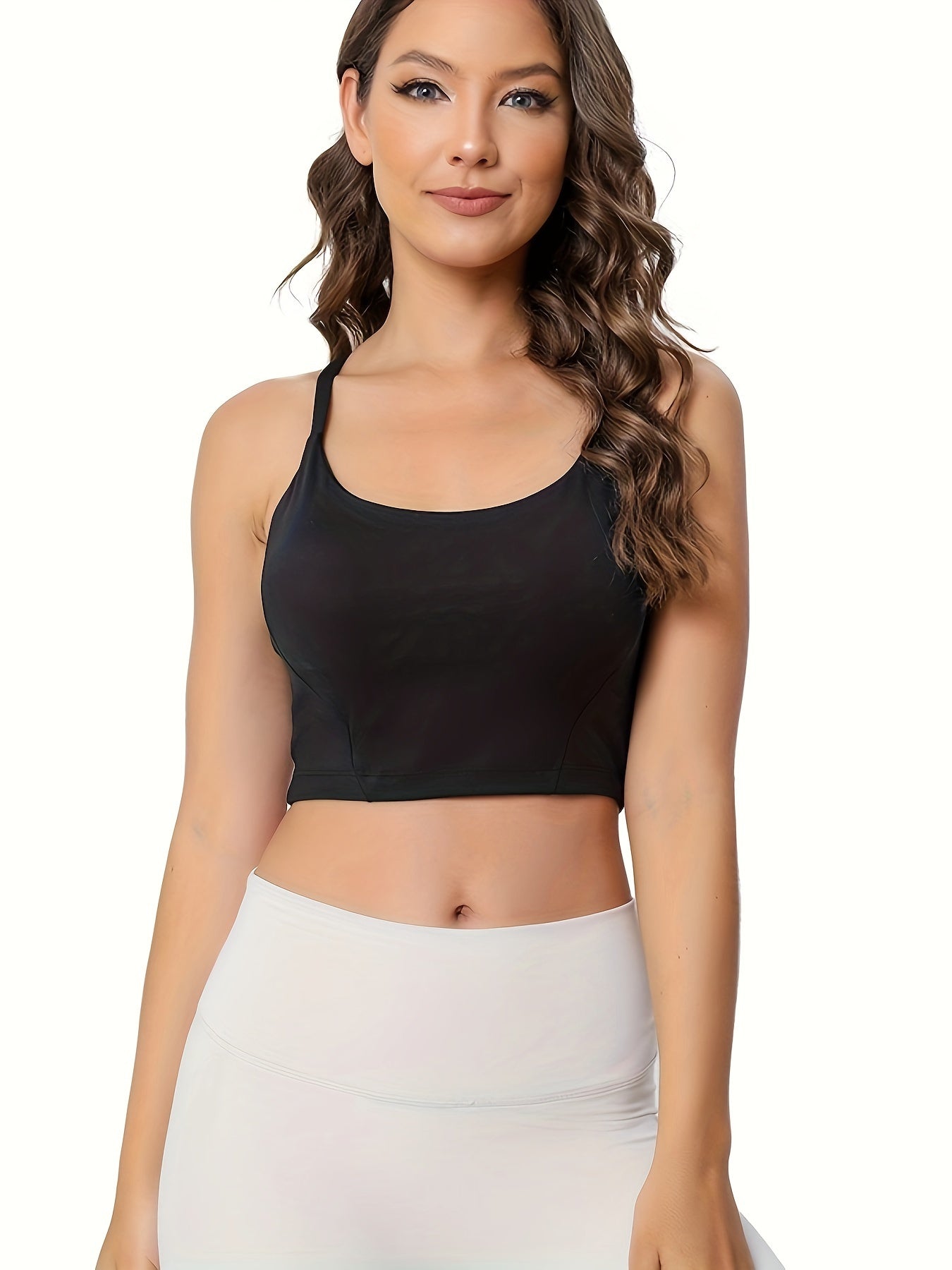 Solid Round Neck Sports Tank Top Women's Activewear