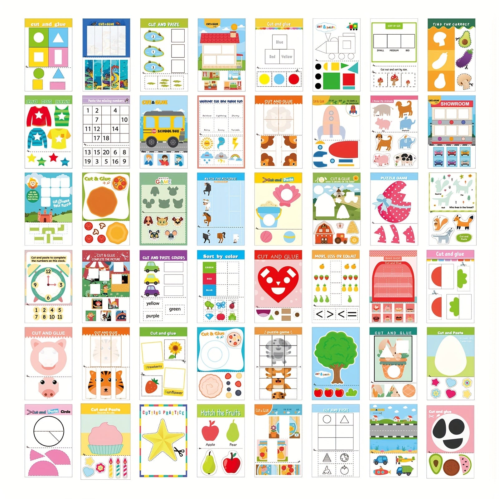 Scissor Skills Activity Book for DIY Paper Crafts - Colorful Designs
