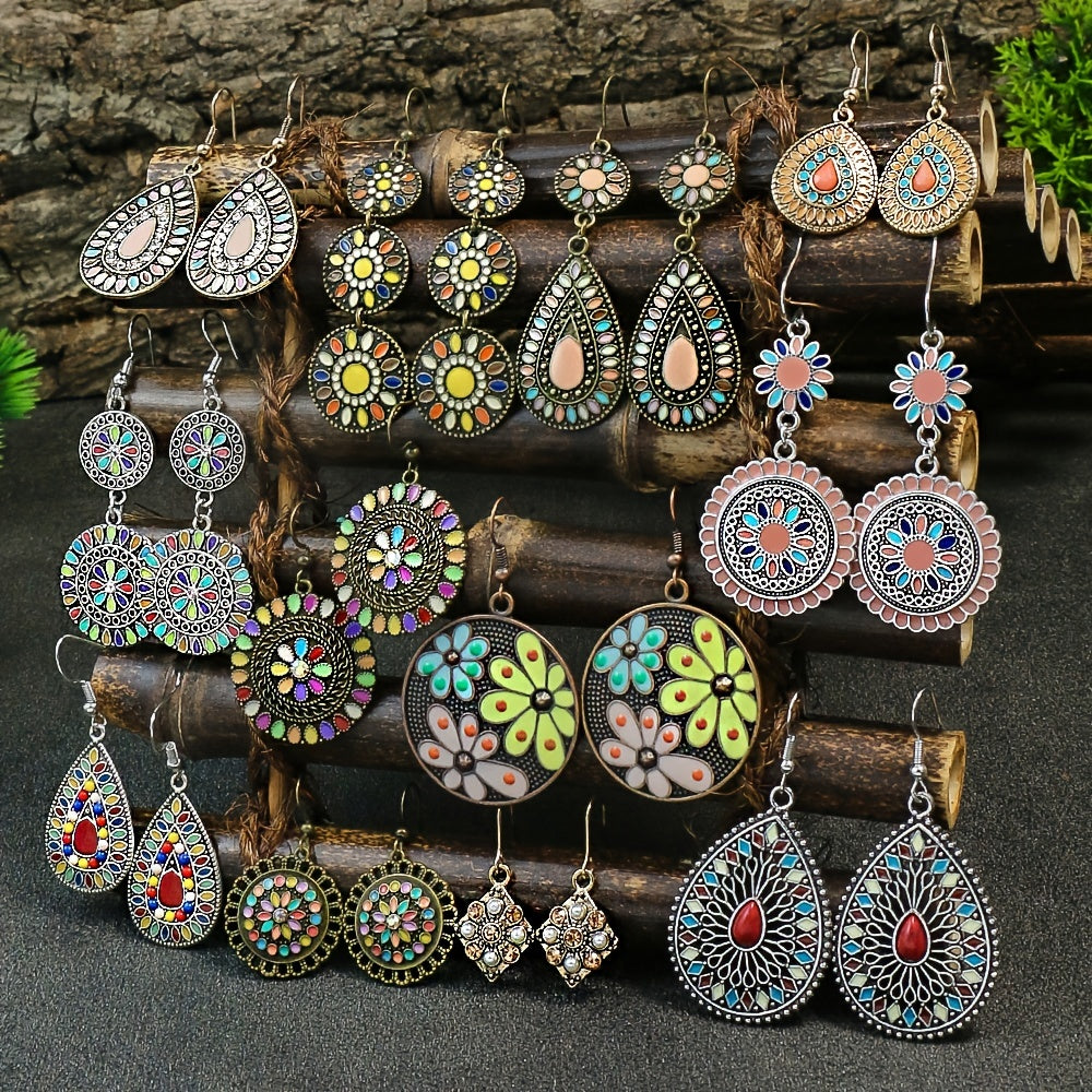 Vintage Style Turquoise Dangle Earrings Geometric Shape