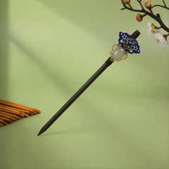 Vintage Cheongsam Hairpin Small Flower Leaves Tassel Wooden Hairpin