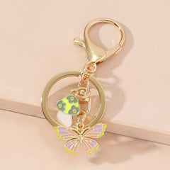 Butterfly Mushroom Keychain Purse Bag Charm