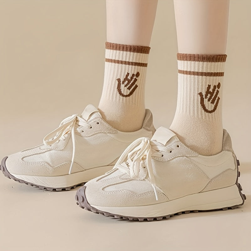 5 Pairs Letter Print Socks Soft Mid Tube Women's Stockings