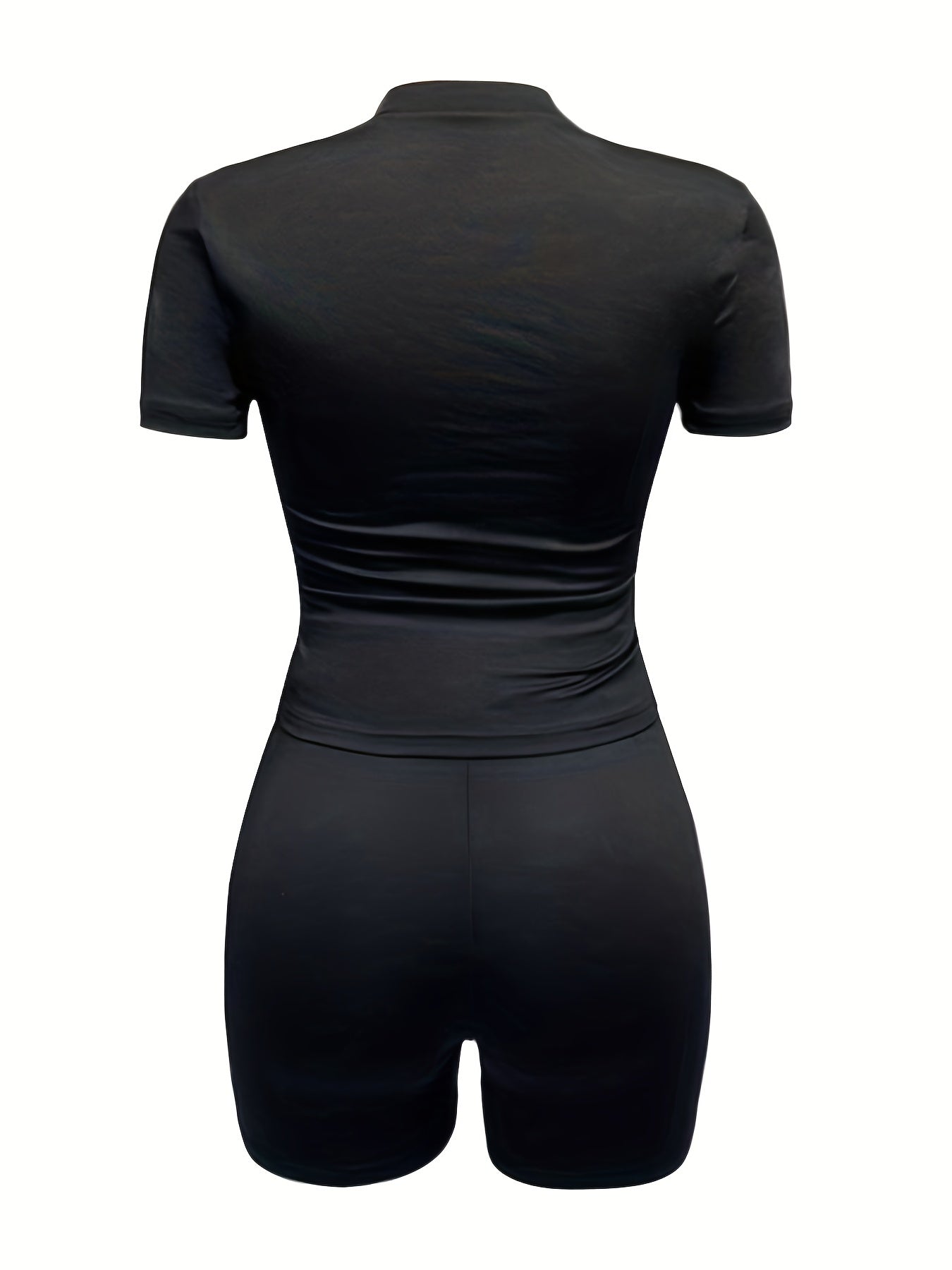 Casual Two Piece Set Crew Neck Tee & Slim Shorts Outfit
