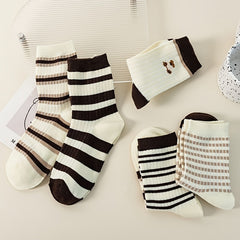 Colorblock Stripe Print Socks Comfy & Breathable Women's Stockings