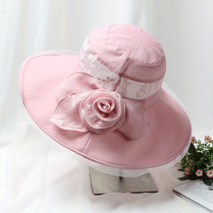 Floral Sun Hat Wide Brim Mesh Breathable Bucket Hat