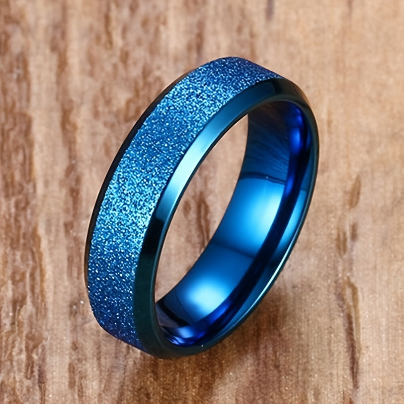 Men's Titanium Steel Frosted Funky Ring