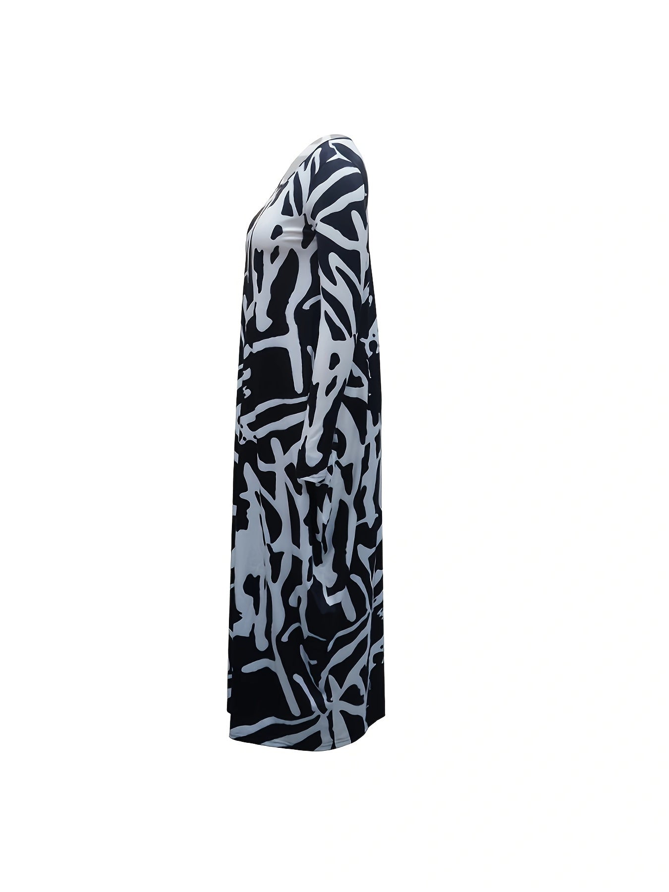 Women's Plus Graffiti Print Long Sleeve Casual Dress