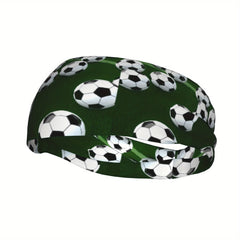 Soccer Ball Pattern Headband Unisex Sweat Wicking Stretchy Polyester