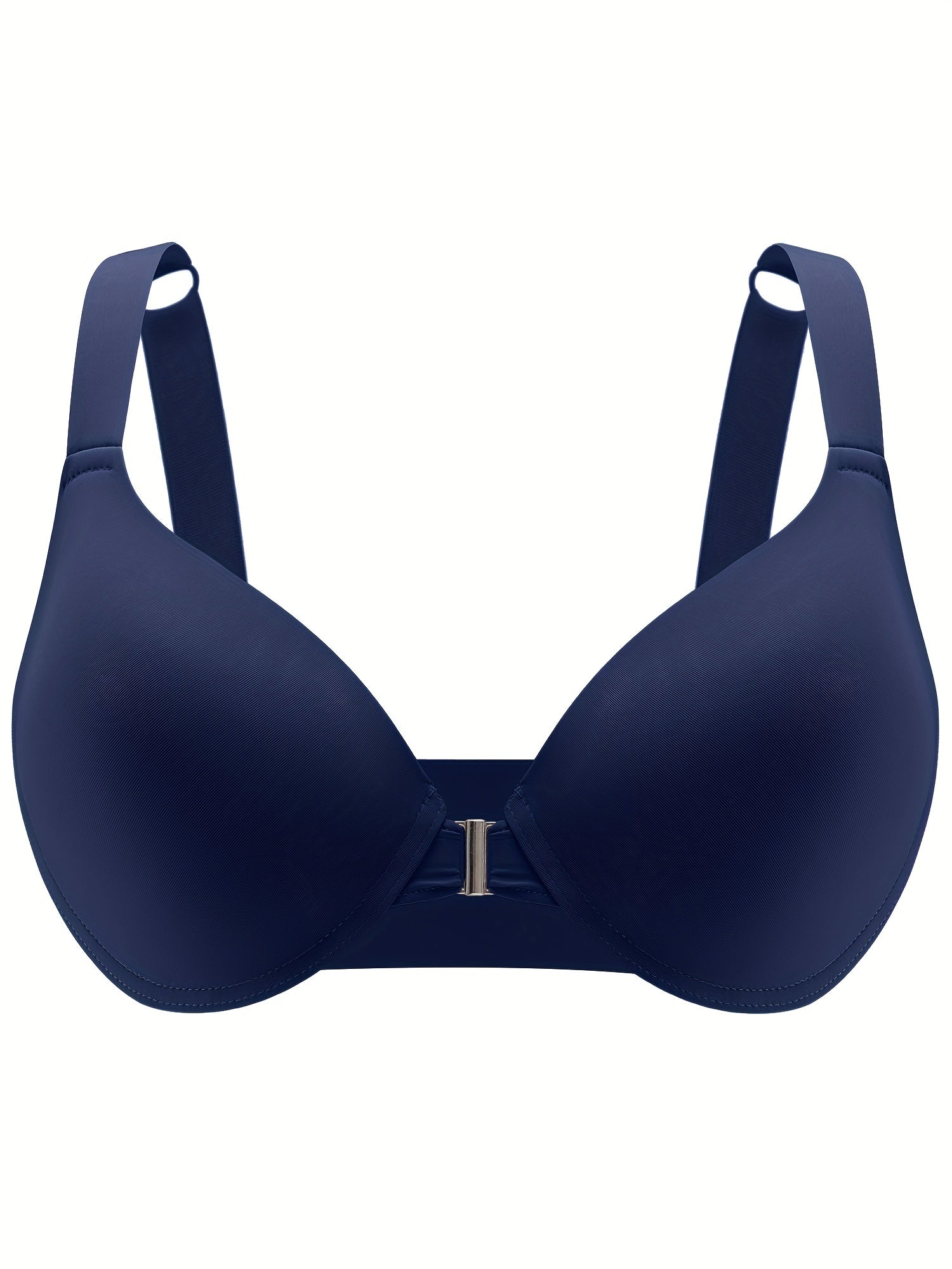 Solid Comfort Bra Plus Size Front Closure Wide Strap Bralette