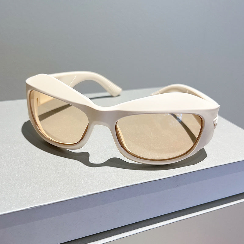 Y2K Wrap Around Sunglasses Thick Frame Sun Shades Unisex Sunscreen Glasses