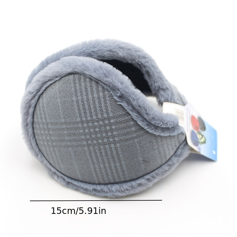 Men's Plaid Winter Ear Covers - Outdoor Cycling Warm Ear Warmers