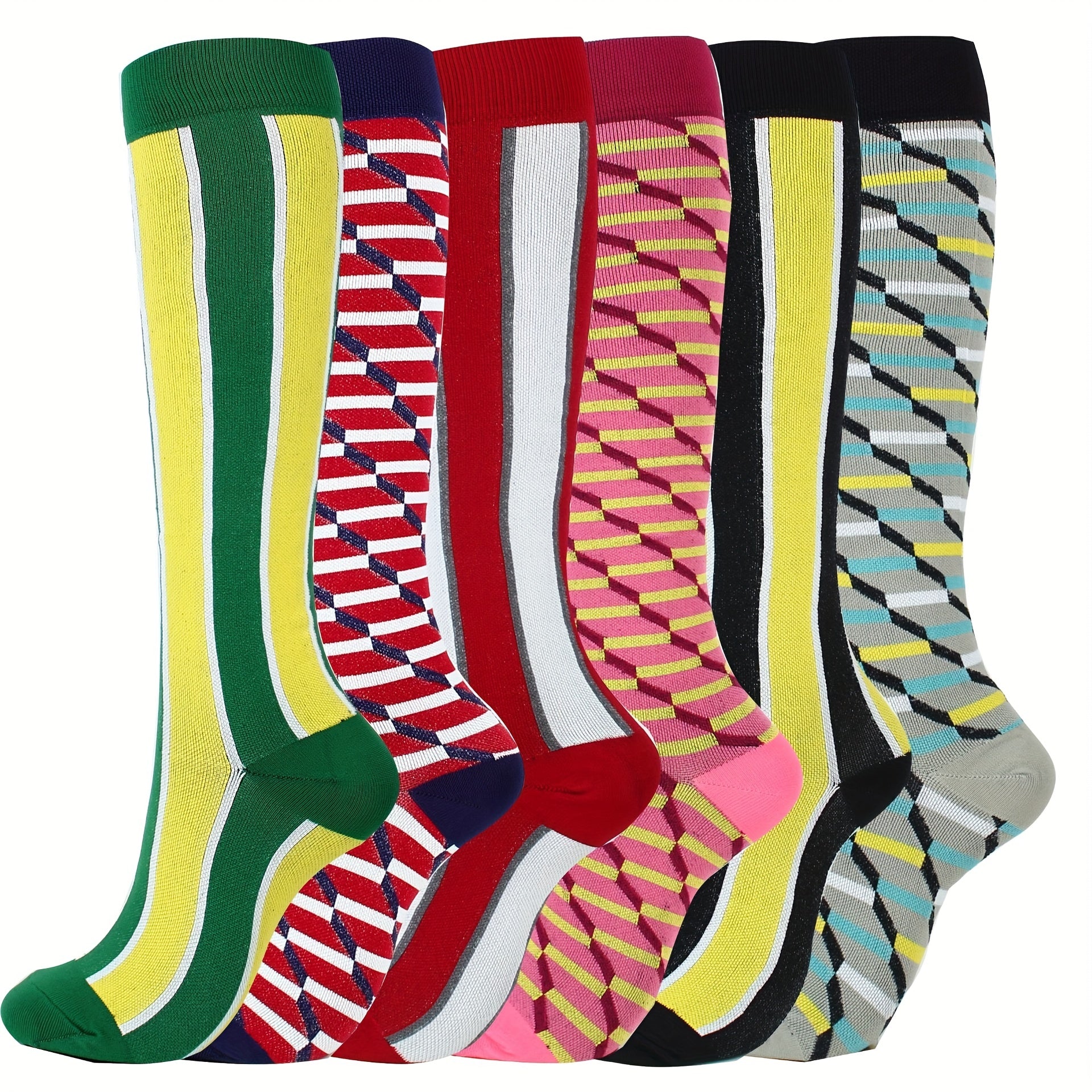 6 Pairs Sport Compression Stocking Running Hiking Socks For Men
