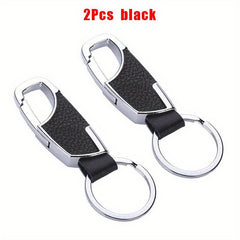 2pcs Men's Car Waist Hanging Metal Keychain Key Ring Holder
