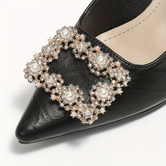Women's Rhinestone & Faux Pearl Stiletto Heels Slip On High Heels