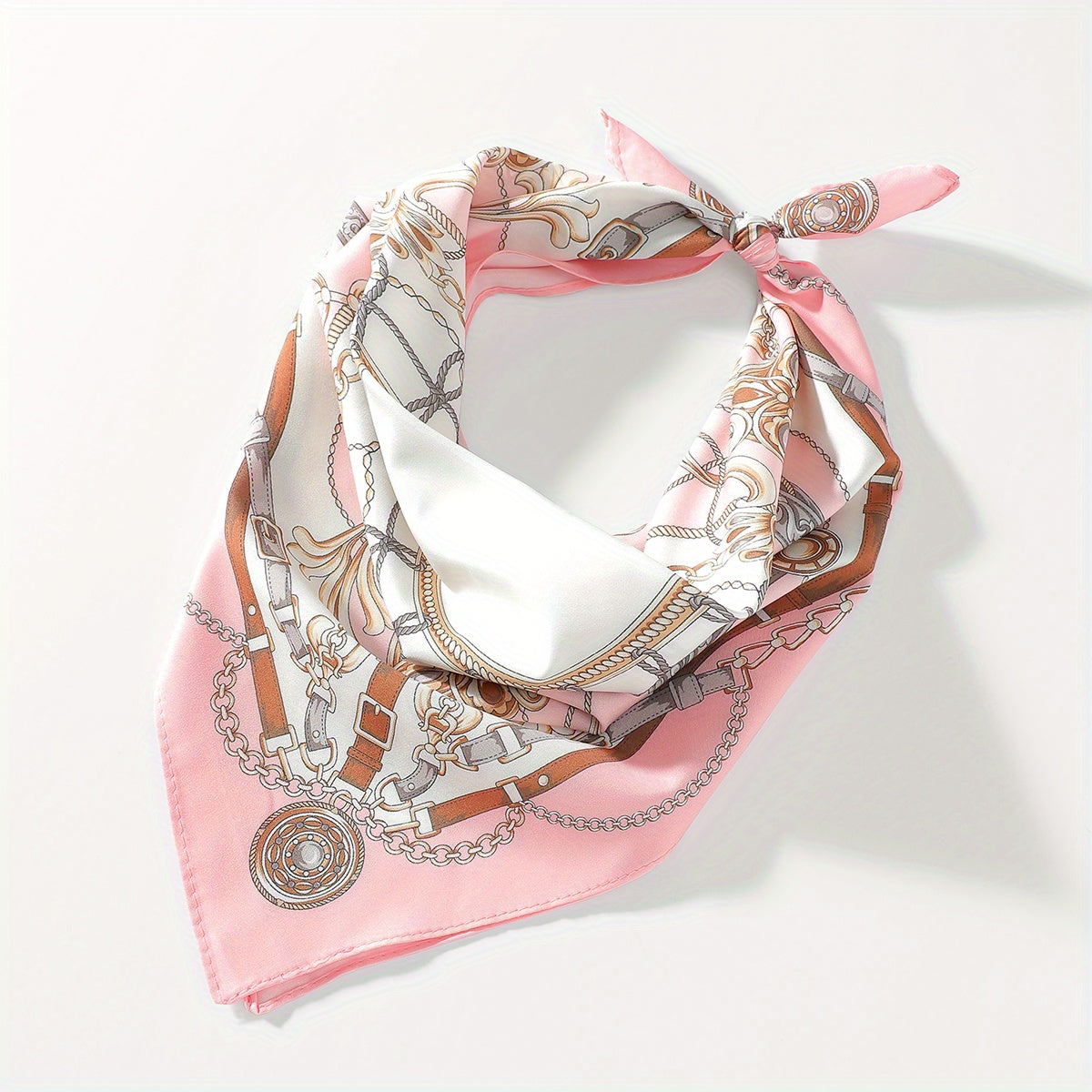 Paisley Print Hair Band Silk Formal Square Neck Scarf