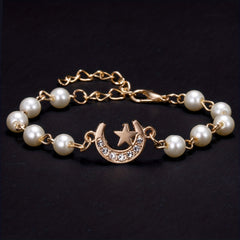 Y2K Faux Pearls Beaded Chain Bracelet for Women