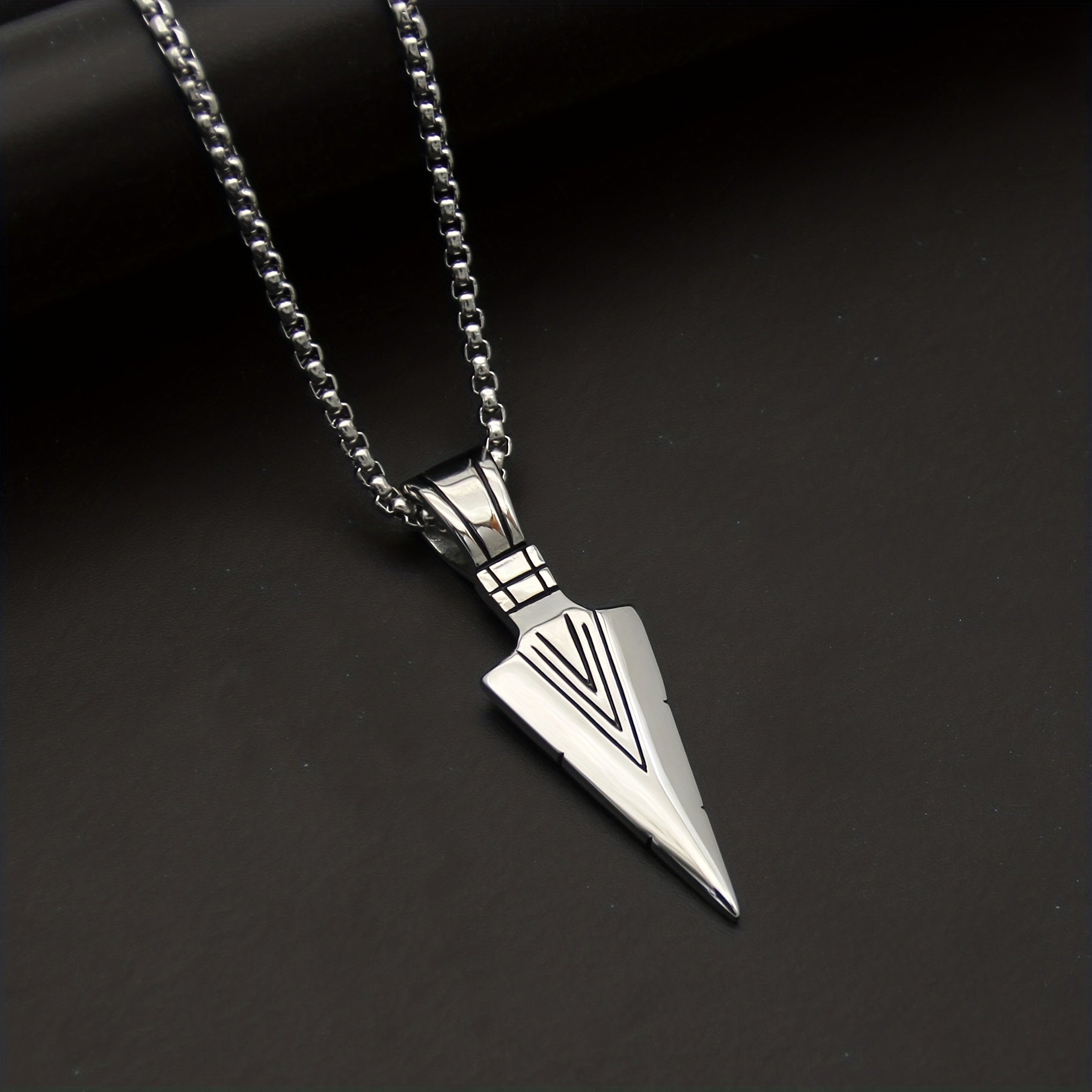 Men's Spearhead Pendant Necklace Street Hip hop Stainless Steel Sweater Chain