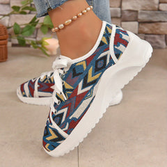 Women's Tribal Style Strap Sneakers Casual Breathable Low Top Walking Shoes