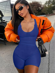 Ribbed Jumpsuit Scoop Neck Sleeveless Summer Jumpsuit