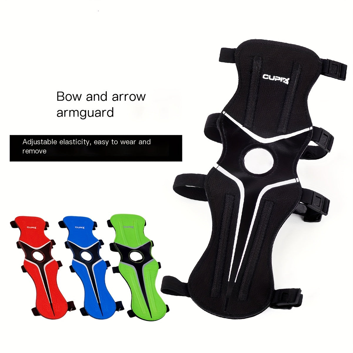 Adjustable Archery Arm Guard 4 Straps Bow Armguard