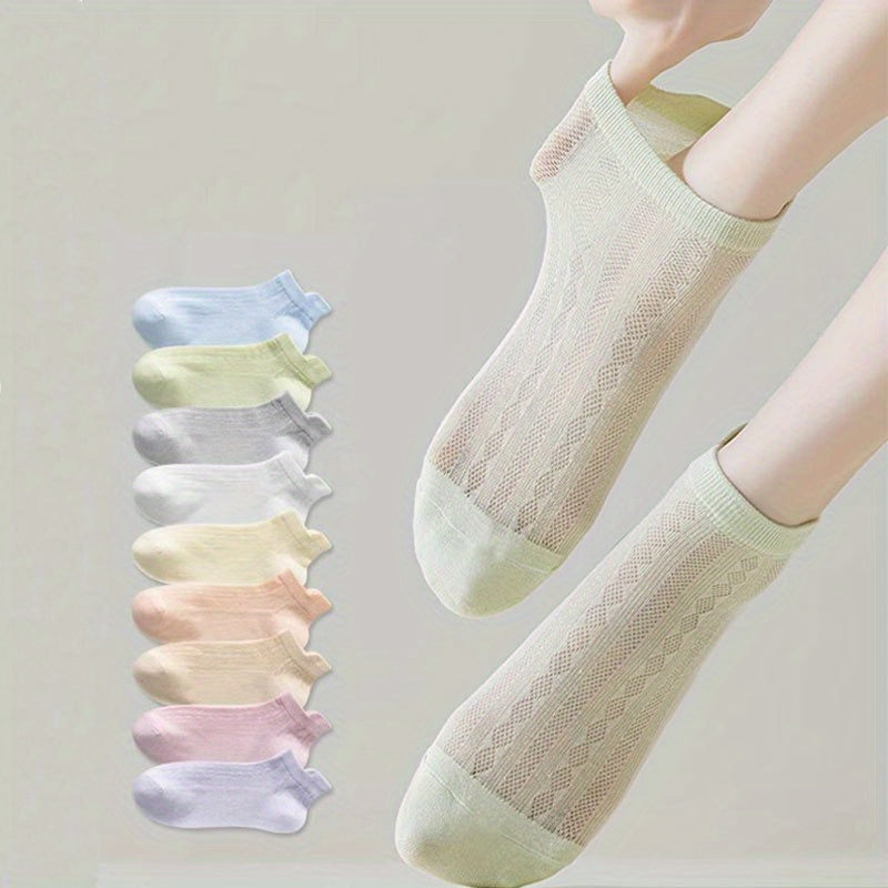 9 Pairs Argyle Pattern Mesh Socks Comfy & Breathable Women's Stockings