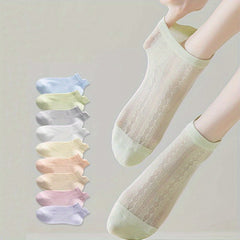 9 Pairs Argyle Pattern Mesh Socks Comfy & Breathable Women's Stockings