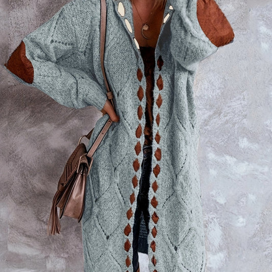  Open Front Chunky Knitted Cardigan