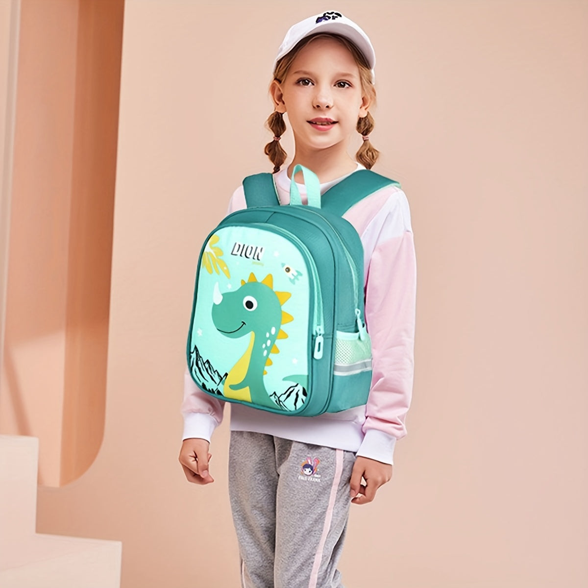 Cartoon Dino Backpack for Kids, School Bag for Boys and Girls