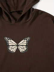 Mother Daughter Butterfly Graphic Hoodie & Skirt Set