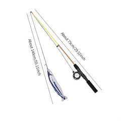 Interactive Cat Feather Teaser Wand with Replacement Heads
