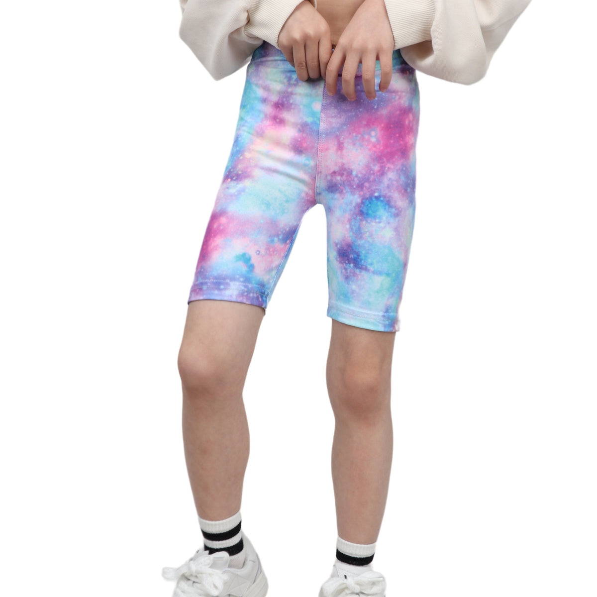 Toddler Girls Tie Dye Starry Sky Graphic Biker Shorts