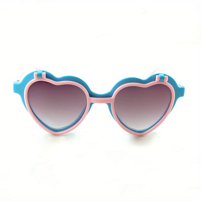 Y2K Heart Flip Sunglasses for Girls