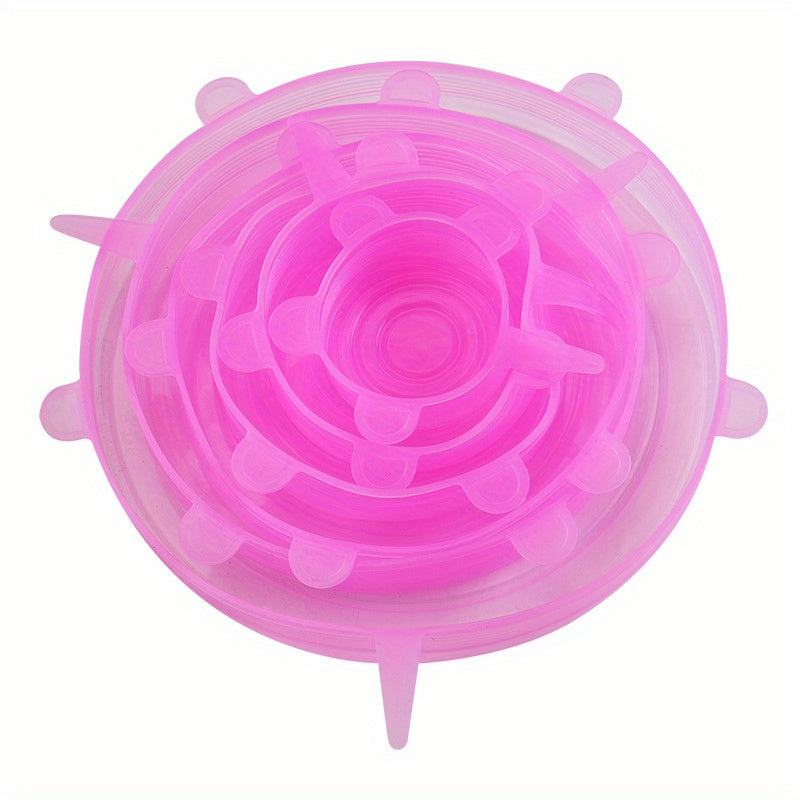 6pcs Reusable Silicone Stretch Lids - Microwave & Dishwasher Safe