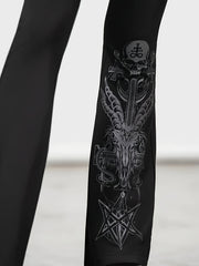  Gothic Pants Women's Plus Graphic Print Flared Leg Trousers