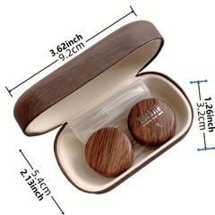 Wood Grain Lens Case with Mirror Storage Box