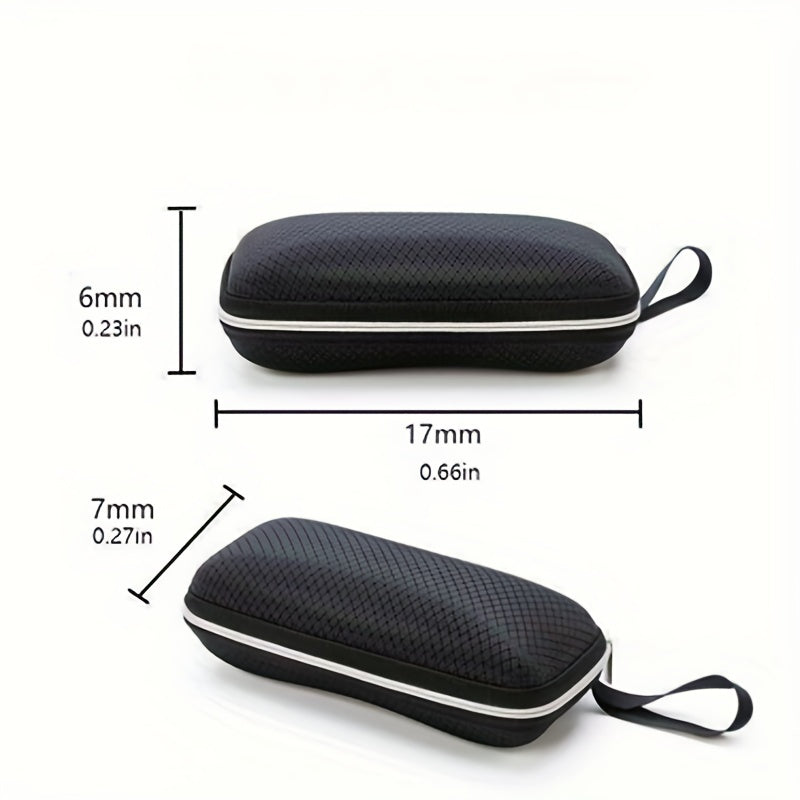 Geometric Print Textured Glasses Case with Zipper