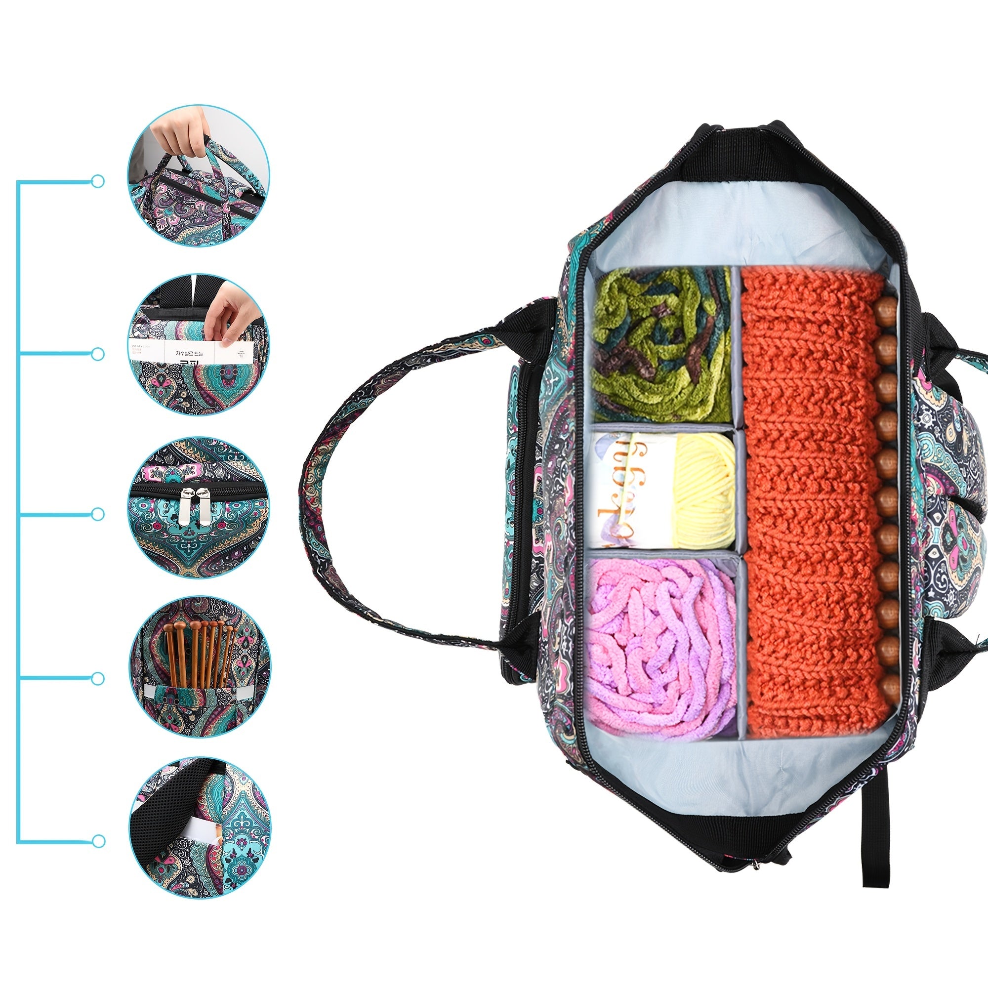 Large Capacity Knitted Storage Tote Bag Sewing Needle Organizer