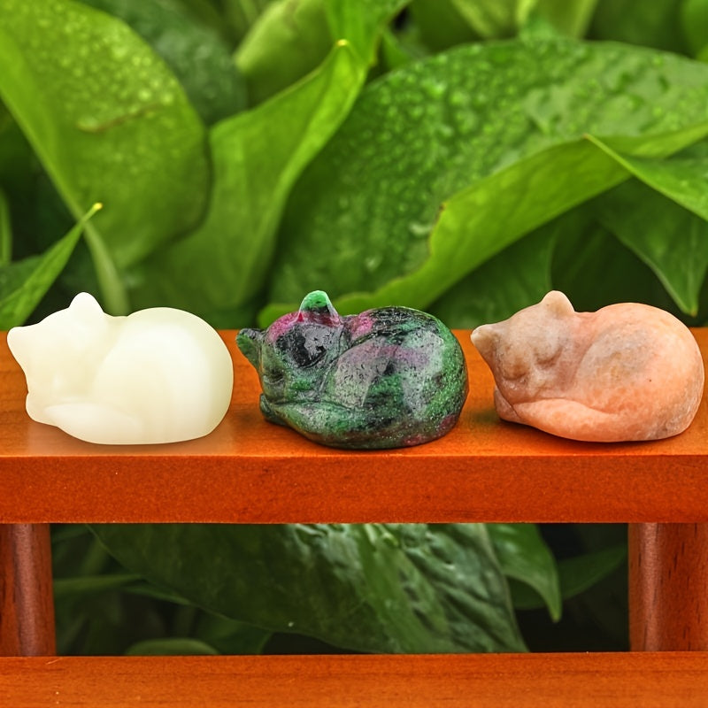 Crystal Sleeping Cat Figurine Home Decor